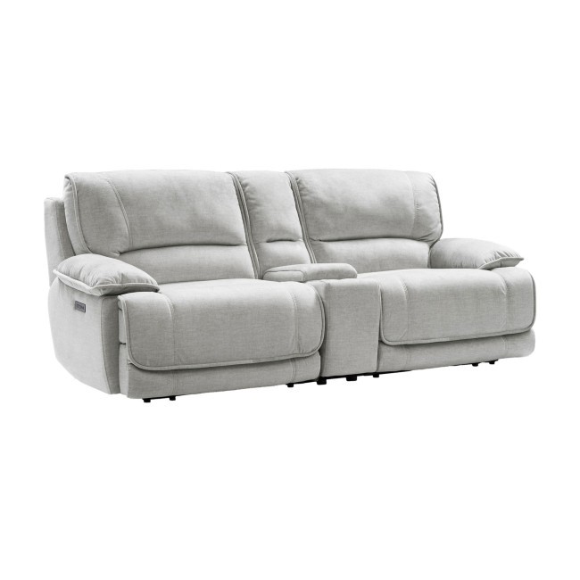 Olsen Silver Dual Power Reclining Loveseat w/ Console