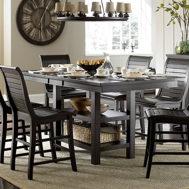 Willow Rectangular Counter Height Table Distressed Black