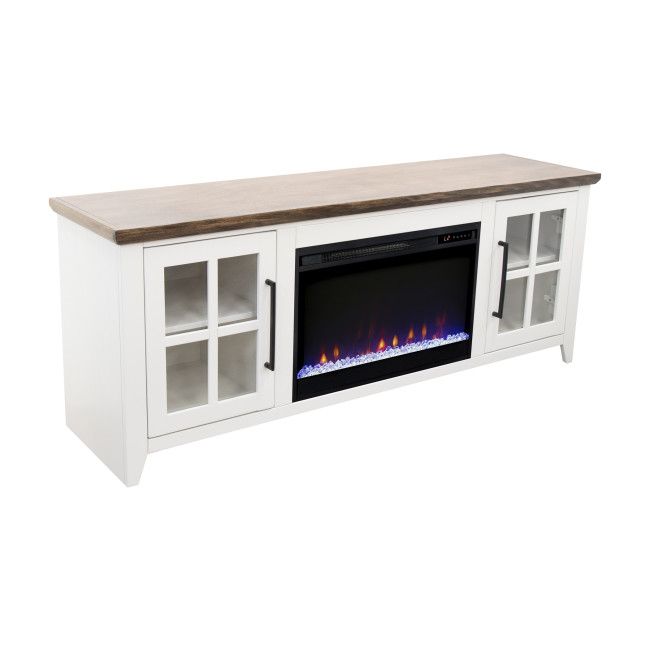 Providence White with Bourbon 66-inch Fireplace Console