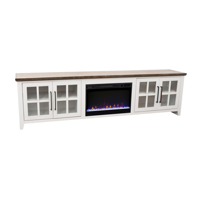 Providence White with Bourbon 96-inch Fireplace Console
