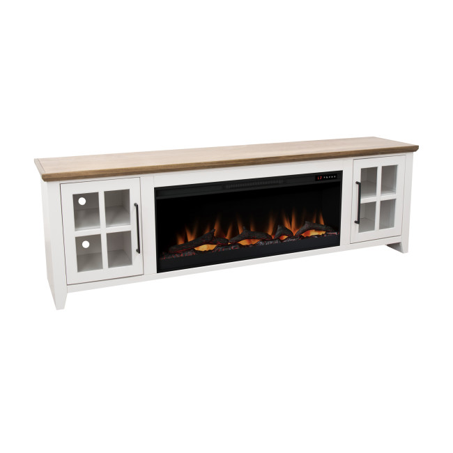 Providence White with Bourbon 83-inch Fireplace Console