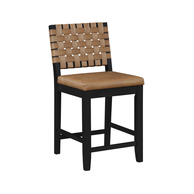 Reid Black Camel Vegan Leather 24" Counter Chair (Set of 2)