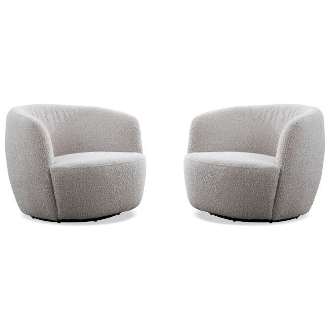 Carina Bloke Cotton Swivel Barrel Chair (Set of 2)