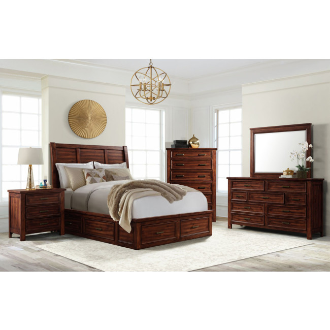 Sullivan Rich Cherry Storage Bedroom Set