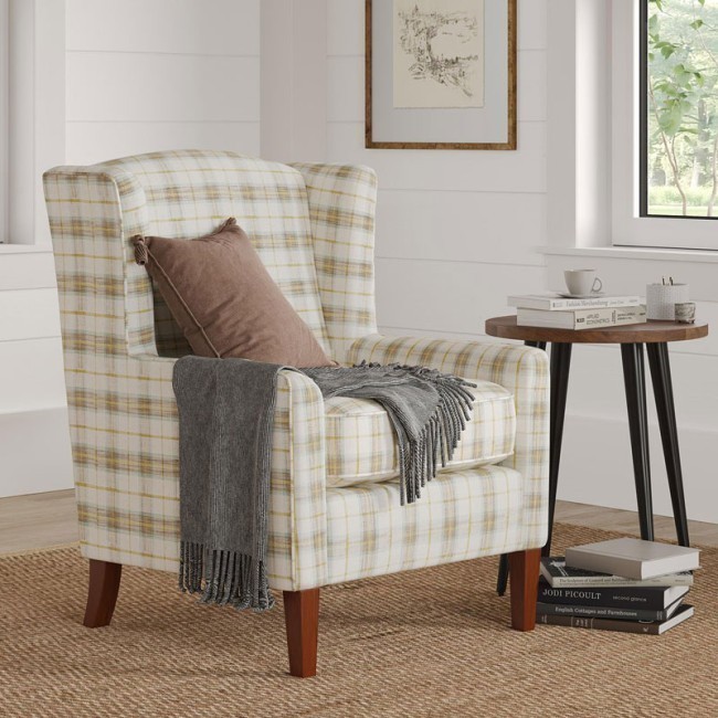 Cream discount tartan chair