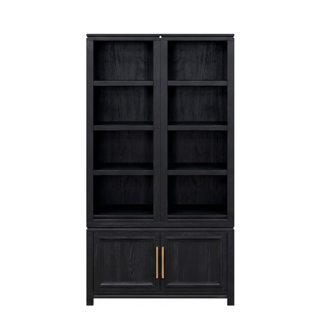 The Cove Seal Skin Black 2-Door Cabinet Bookcase Pier