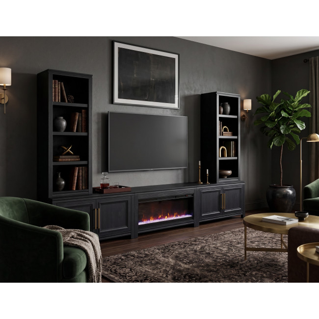 The Cove Seal Skin Black Fireplace Entertainment Wall