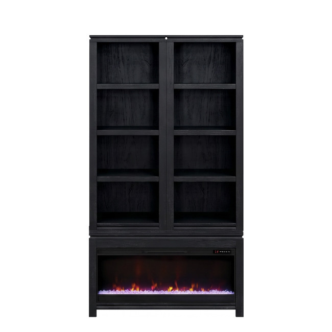 The Cove Seal Skin Black Fireplace Cabinet Bookcase Pier