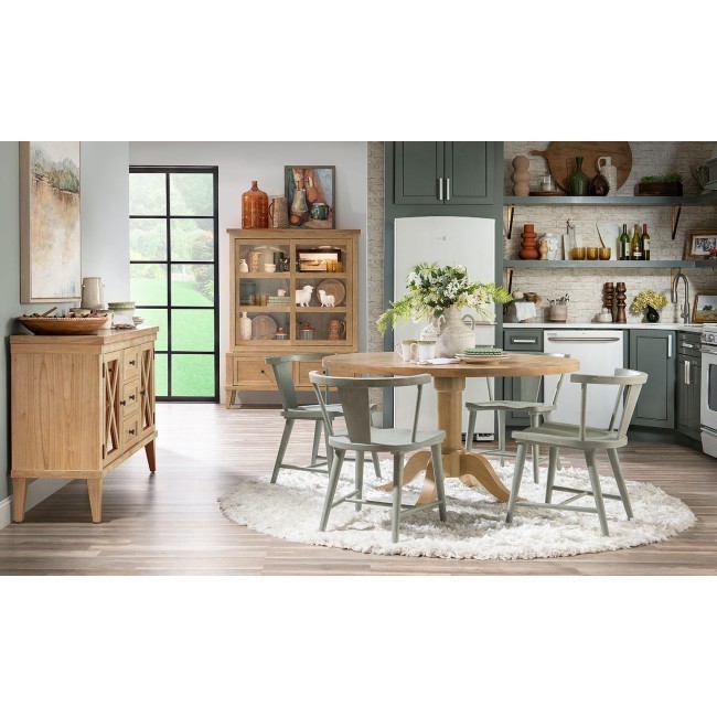 XXXs and OOOs Round Dining Room Set (Bellflower and Amber)