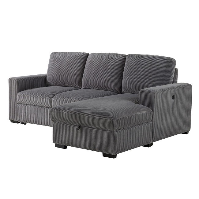 U2660 Grey L Sectional w/ Pull Out Sofa Bed