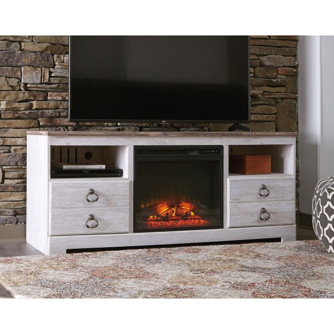 Willowton tv store stand with fireplace