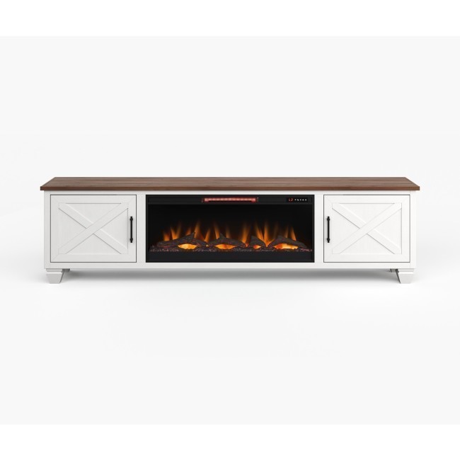 Liberty Jasmine White and Bourbon 95-inch Fireplace Console