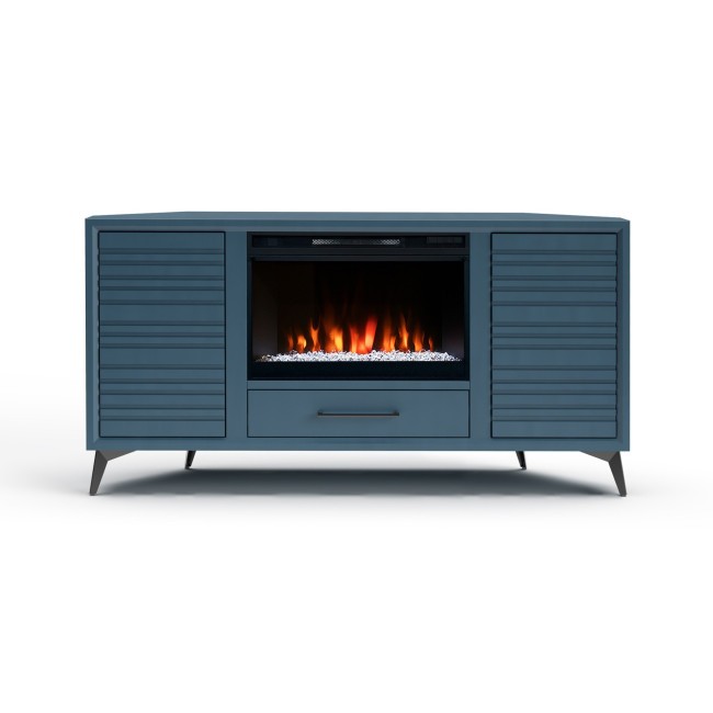 Malibu Denim Blue 64-inch Corner Fireplace Console