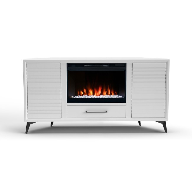 Malibu White 64-inch Corner Fireplace Console
