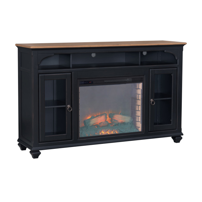 Americana Black 66-inch Fireplace Console