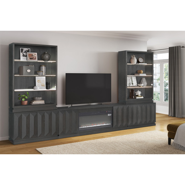 Axiom Black Oak Entertainment Wall with Fireplace
