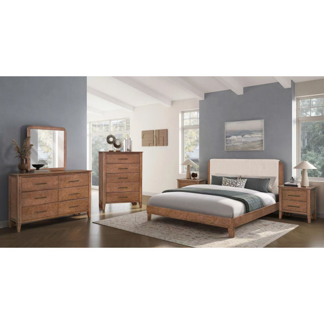 Etta Walnut Upholstered Panel Bedroom Set