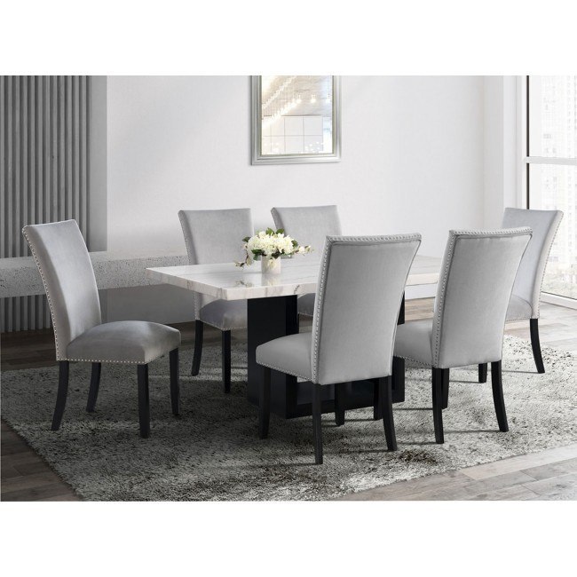 White and gray top dining room set