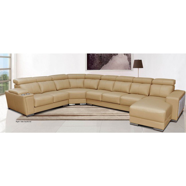 8312 Beige Right Chaise Sectional w/ Sliding Seats
