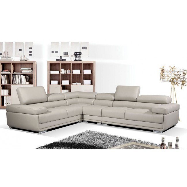 2119 Reversible Leather Sectional Grey ESF Furniture 1 Reviews Furniture Cart