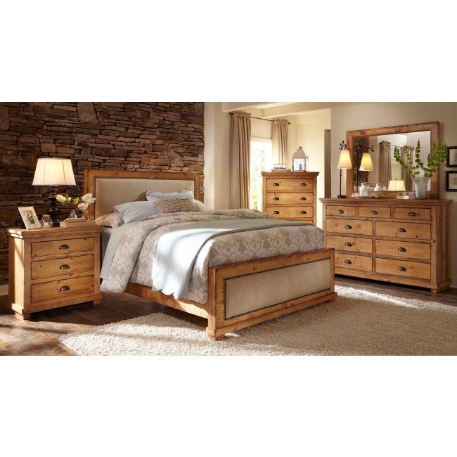 Willow Upholstered Bedroom Set (Distressed Pine) Progressive Furniture ...