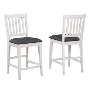 Summer Winds Stationary Mission Back Counter Stool (Set of 2) (SeaGull Gray)