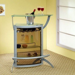 Silver Bar Unit with Glass Top
