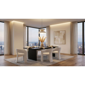 Brookmead Dining Room Set w/ Carlow White Chairs