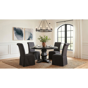 Florence Round Dining Room Set w/ Shawna Black Chairs