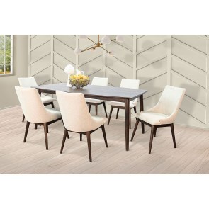 American Modern Dining Room Set w/ Upholstered Chairs (Walnut)