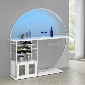 Risley Circular Home Bar w/ LED Lighting (White)
