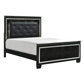 Allura Panel Bed w/ Lighting (Black)