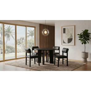 Strouse Black Dining Room Set w/ Kehoe Faux Leather Chairs