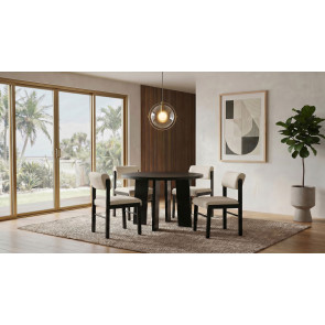 Strouse Black Dining Room Set w/ Kehoe Fabric Chairs