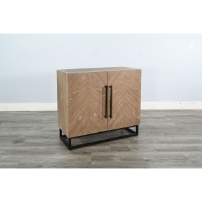 Diamond 36-inch Wood Accent Cabinet w/ Chevron Doors and Metal Base