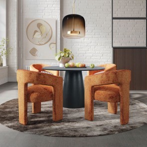 Nash Black Round Dining Room Set w/ Gwen Rust Chairs