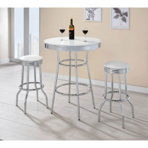 50s Soda Fountain Bar Set w/ White Stools