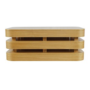 Brix Rectangular Cocktail Table in Oak w/ Casters