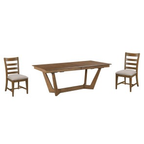 Kafe 80 Inch Trestle Dining Set w/ Ladderback Chairs (Latte)