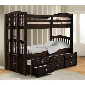 Ranford L-Shaped Triple Twin Bunk Bed Furniture Of America
