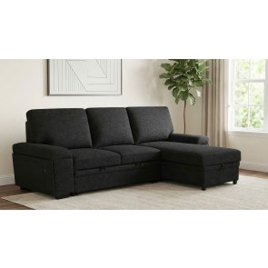 Demko Black Sleeper Sectional w/ Bluetooth Speakers