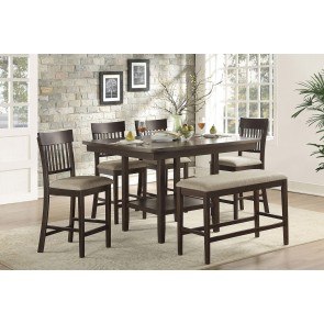 Balin Counter Height Dining Set w/ Slat Back Chairs and Bench