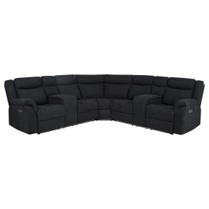 Hagen Steel Grey Power Reclining Sectional w/ LED Lighting