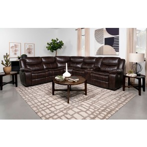 Sycamore Power Reclining Sectional Set (Dark Brown)