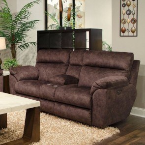 Sedona Power Lay Flat Reclining Console Loveseat w/ Power Headrest (Mocha)