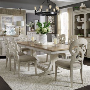 Farmhouse Reimagined Rectangular Dining Set w/ Splat Back Chairs