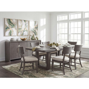 Maren Truffle Double Pedestal Dining Room Set w/ Fluted Curved Back Chairs