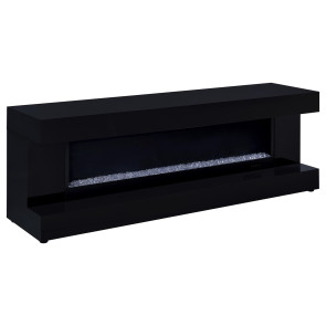 Mallory Black TV Stand w/ Flame Visualizer and Bluetooth Speaker