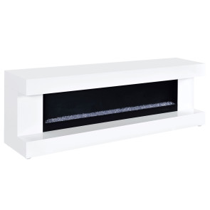 Mallory White TV Stand w/ Flame Visualizer and Bluetooth Speaker