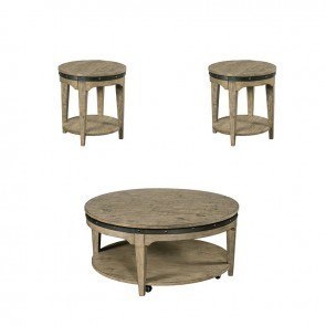Plank Road Artisans Round Occasional Table Set (Stone)